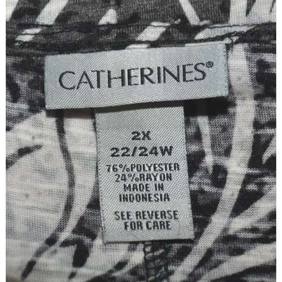 Catherines Womens Black Floral Sleeveless Blouse Top Plus Size 2X 22W 24W Tiered - Picture 9 of 10